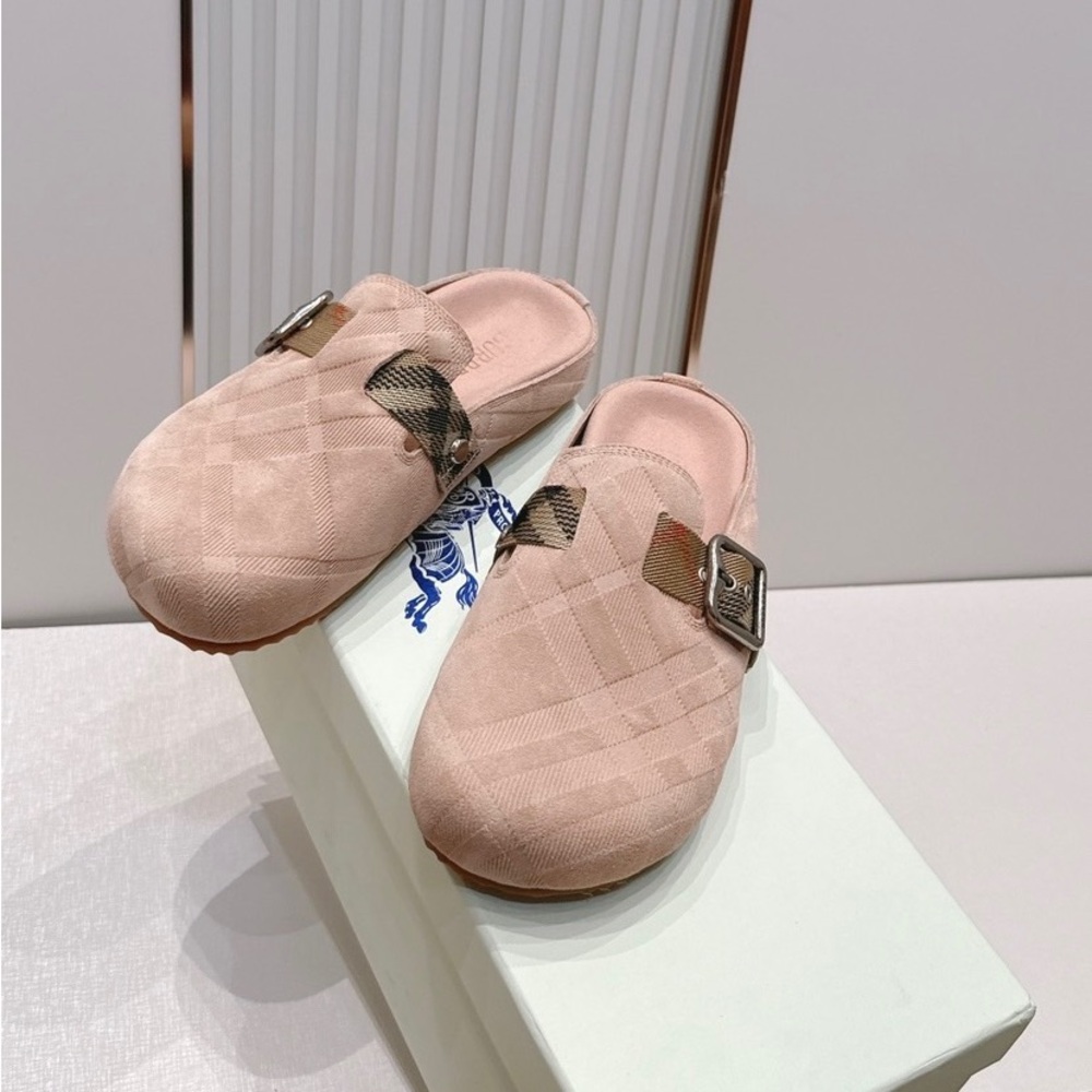 Burberry Blush Quilted Slip-On Mule with Buckle Strap